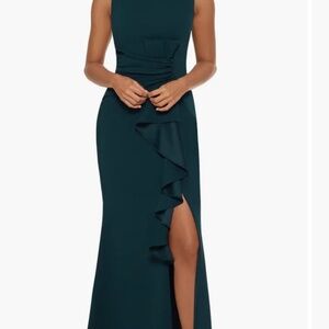 Women's Cascading-Ruffle Boat-Neck Gown